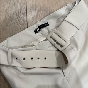 NWOT Zara Off-White Belted Trousers